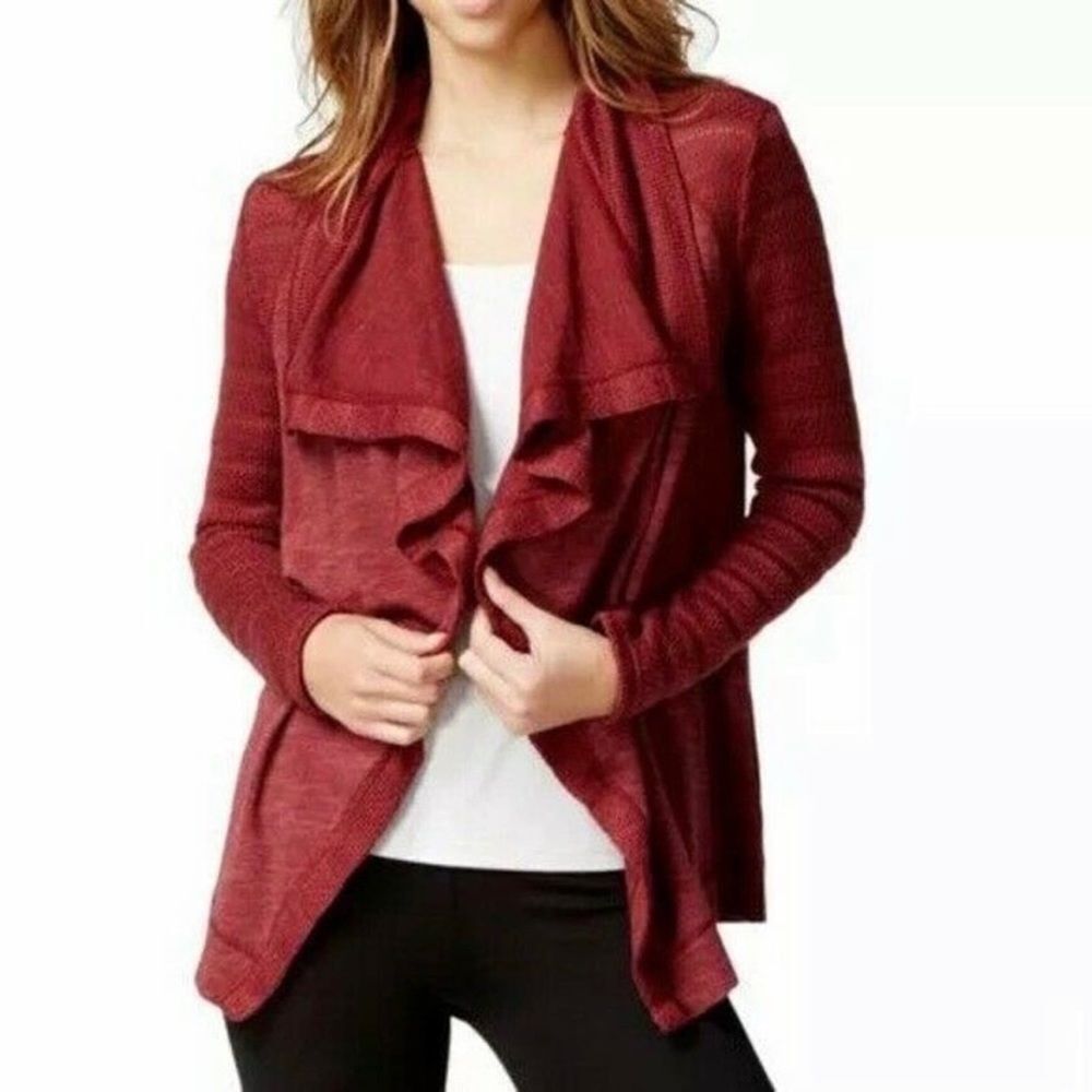 Lucky Brand Waterfall Wrap Burgundy Knit Cardigan Sweater Women’s Small
